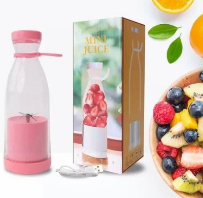 Picture of Portable Electric Wireless High Quality Mini Juicer Wireless Bottle for Traveling (Multicolour) USB Chargeable Juicer Blender 4 Blades 420ml And Easy To Carry