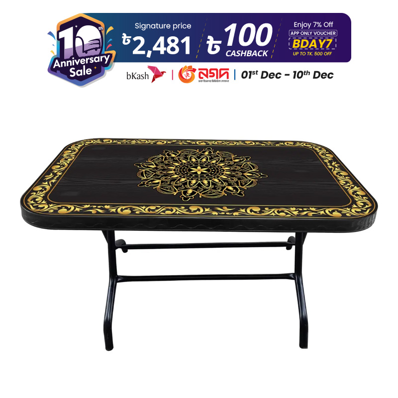 Picture of Dining Table 4 Seat Semi Rtg SL Print Canvas- Black