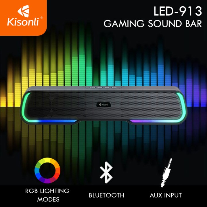 Picture of Bluetooth Speaker Soundbar Kisonli LED-913 RGB Gaming Soundbar - Portable Soundbar with RGB Lighting - Elevate Your Audio Experience and Gaming