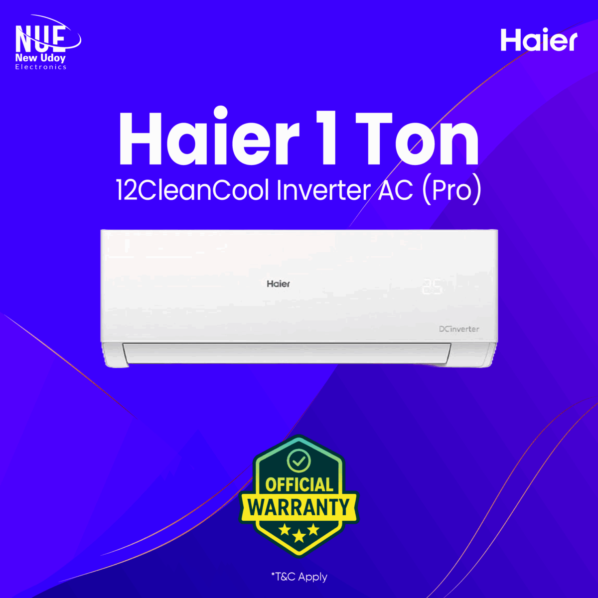 Picture of Haier 1.0 Ton Official HSU-12 CleanCool Inverter AC 12000BTU official warranty