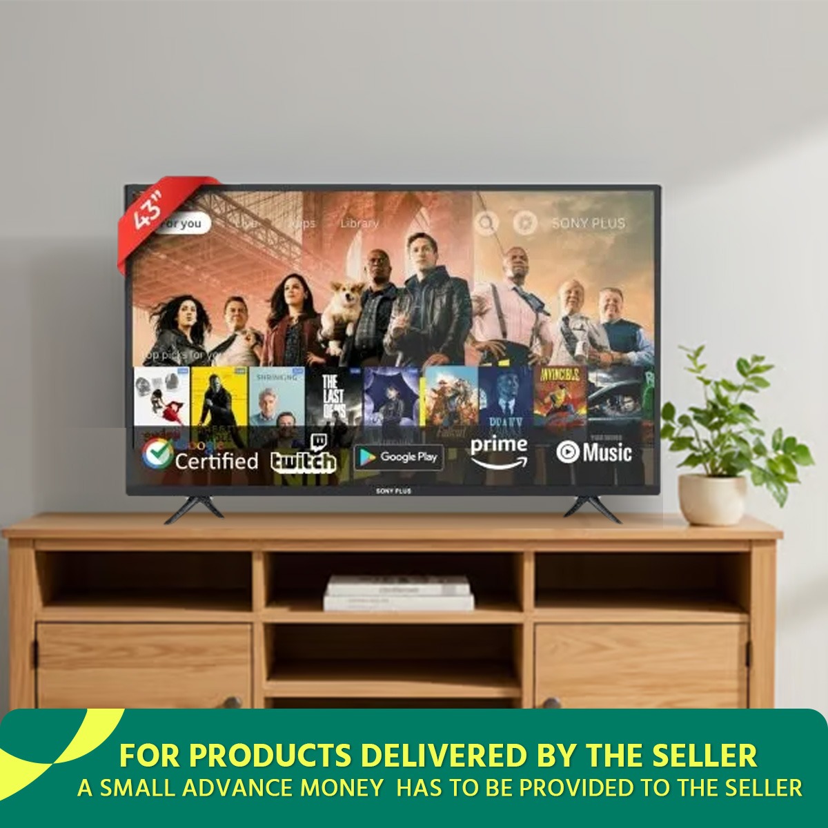 Picture of Sony Plus 43 inch Double Glass Voice Control Smart LED TV Wi-Fi Full HD 4K Supported Android Television