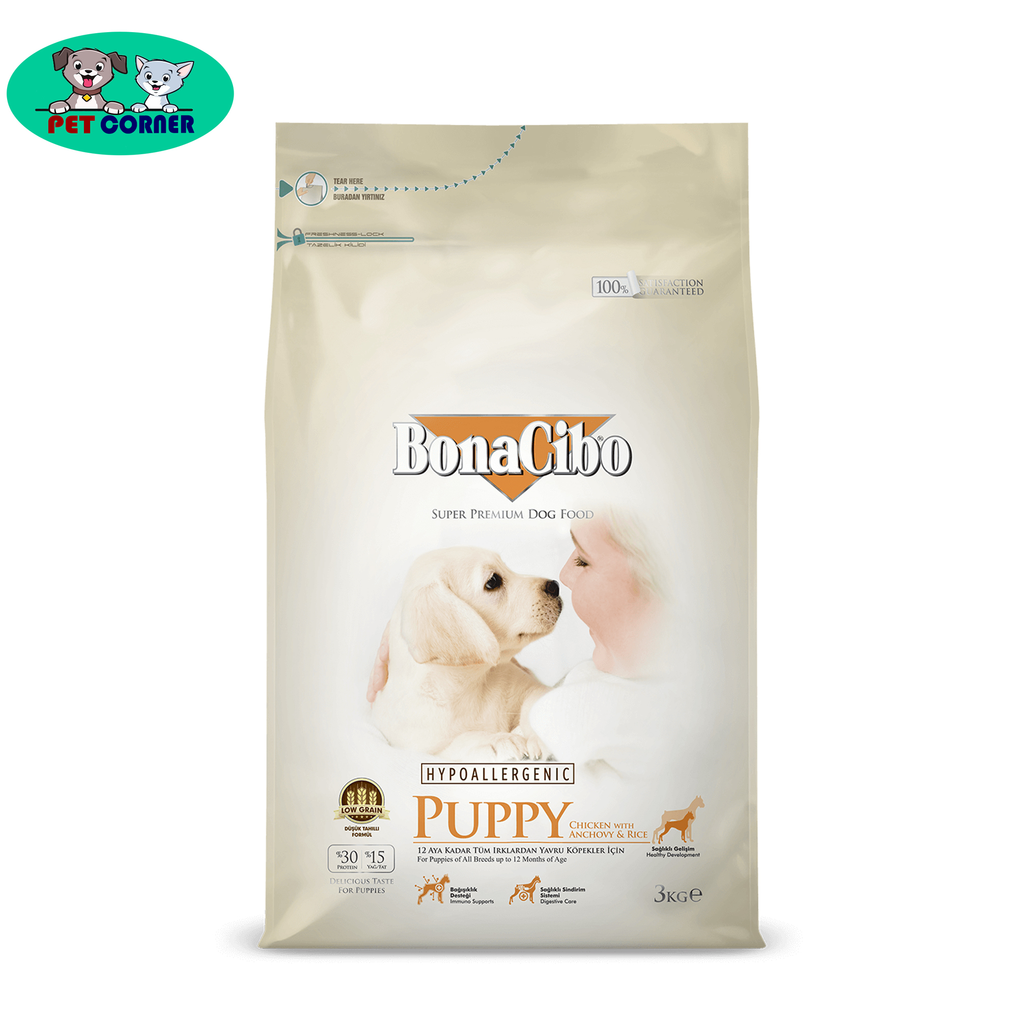 Picture of BonaCibo Puppy Dog Food Chicken with Anchovy & Rice 3kg