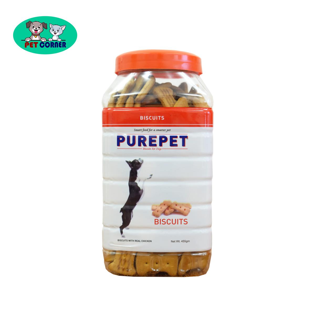 Picture of Purepet Chicken Flavour Real Chicken Biscuit Dog Treats Jar 455g