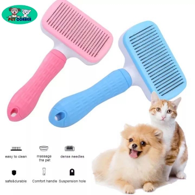 Picture of Hair Removal Comb Grooming Brush Stainless Steel Cats & Dogs Combs Automatic Non-slip Brushes