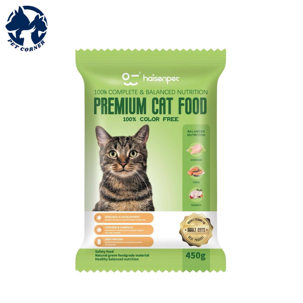 Picture of Haisenpet Premium Cat Food Chicken,Tuna & Turky Flavour 450 gm