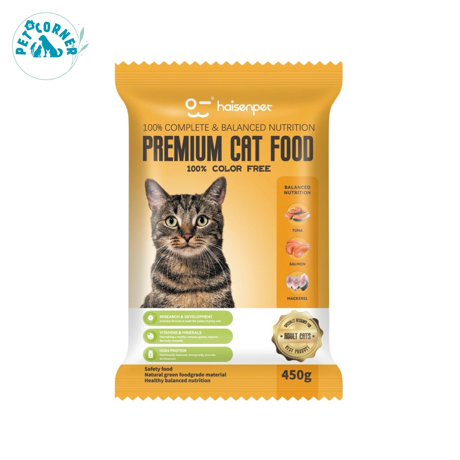 Picture of Haisenpet Premium Adult Cat Food Tuna,salmon and mackerel Flavour 450 gm