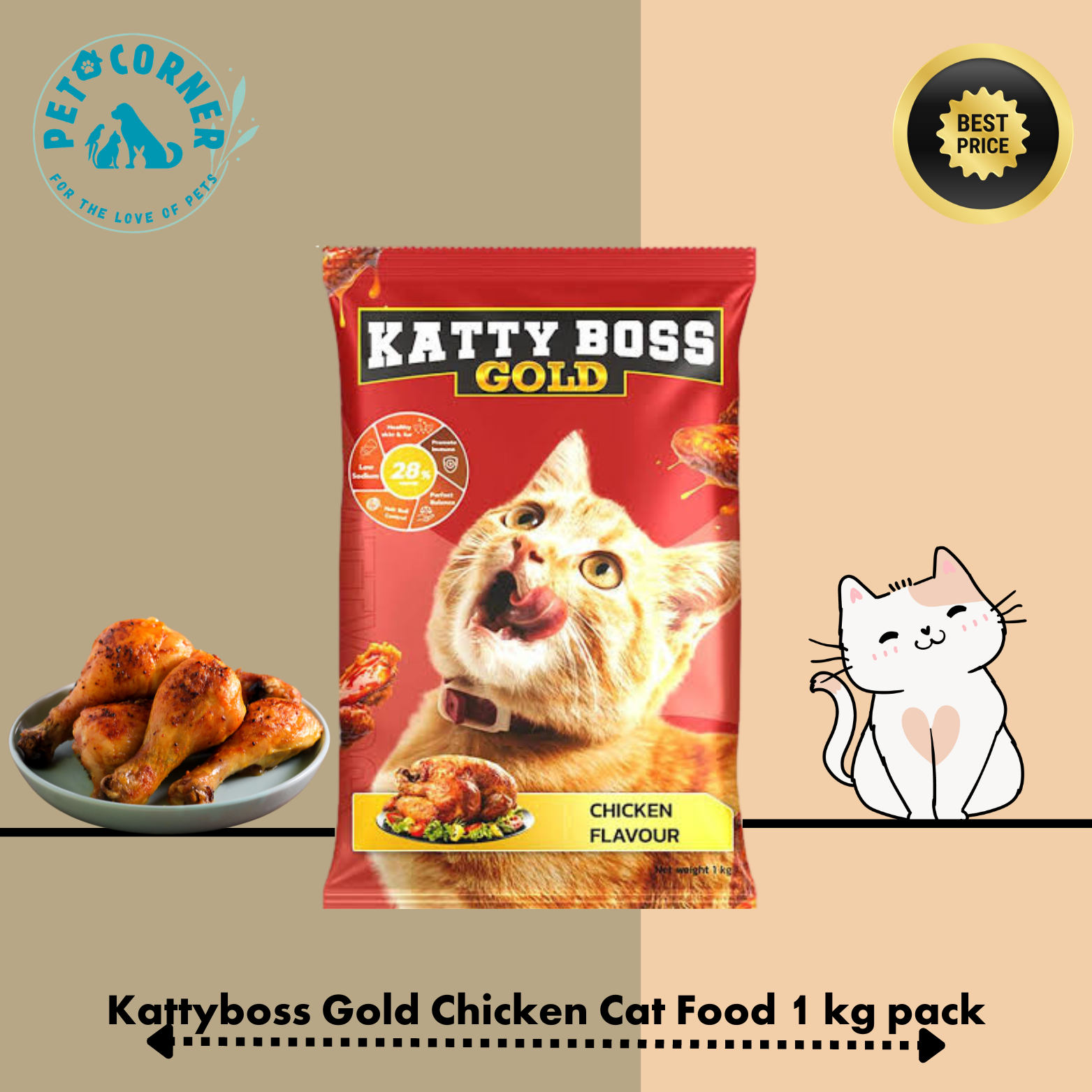 Picture of Katty Boss Gold Chicken Flavour Cat Food 1 kg