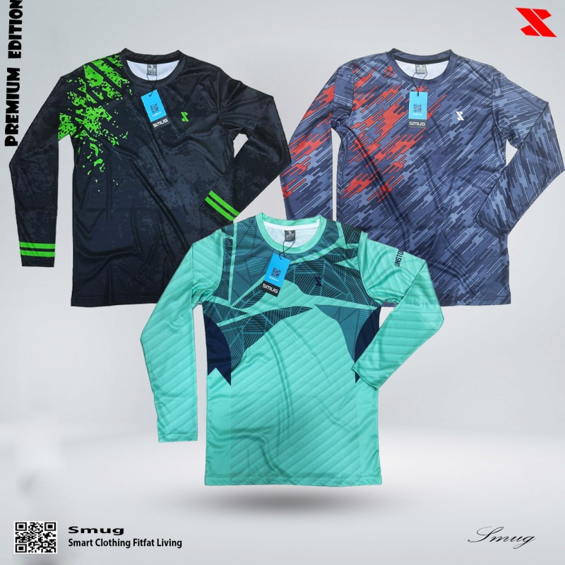 Picture of SMUG Premium Full Sleeve Sports T-shirt Combo Pack -3 Pcs -Black, Sky blue and Pest color
