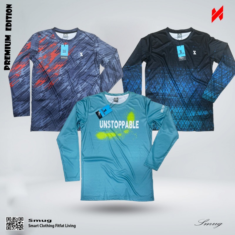 Picture of SMUG Premium Full Sleeve Sports T-shirt Combo Pack -3 Pcs -Sky, Grey and Pest color