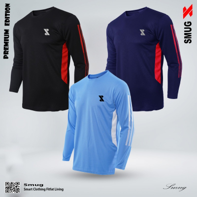 Picture of SMUG Premium Full Sleeve T-shirt Combo 3 pcs- Black , Navy and Sky blue