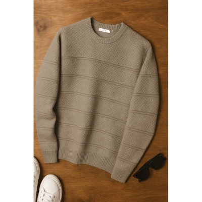 Picture of Casual Knitted Office Going Vintage Crew Neck Round Shape Polo Jumper Sweater for Men