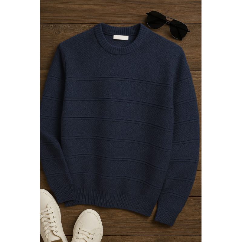 Picture of Casual Knitted Office Going Vintage Crew Neck Round Shape Polo Jumper Sweater for Men