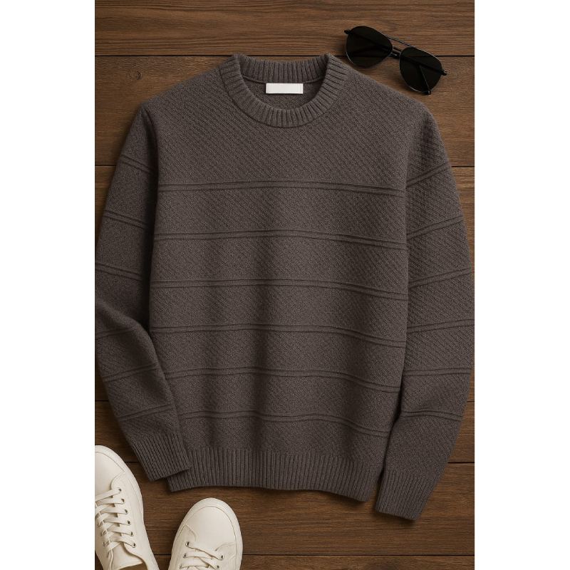 Picture of Casual Knitted Office Going Vintage Crew Neck Round Shape Polo Jumper Sweater for Men