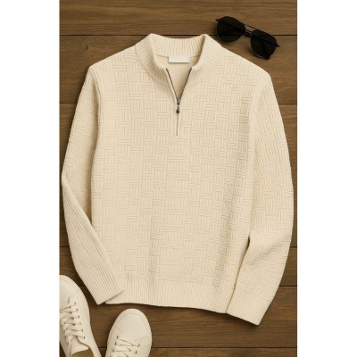 Picture of Men's Quarter Zip Sweaters Slim Fit Lightweight Knitted Mock Neck Pullover Casual Polo Sweaters