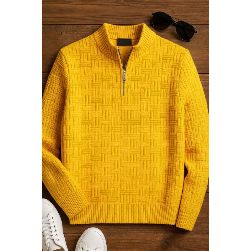 Picture of Men's Quarter Zip Sweaters Slim Fit Lightweight Knitted Mock Neck Pullover Casual Polo Sweaters