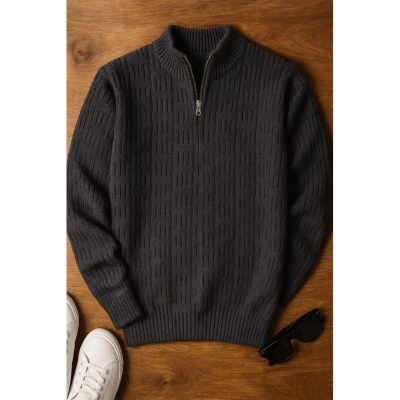 Picture of Men's Quarter Zip Sweaters Slim Fit Lightweight Knitted Mock Neck Pullover Casual Polo Sweaters