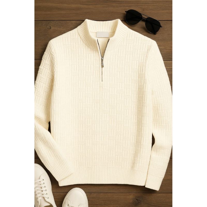 Picture of Men's Quarter Zip Sweaters Slim Fit Lightweight Knitted Mock Neck Pullover Casual Polo Sweaters