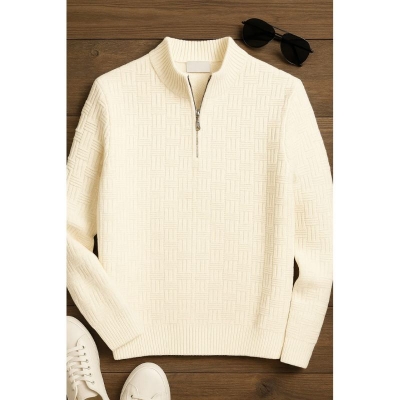 Picture of Men's Quarter Zip Sweaters Slim Fit Lightweight Knitted Mock Neck Pullover Casual Polo Sweaters