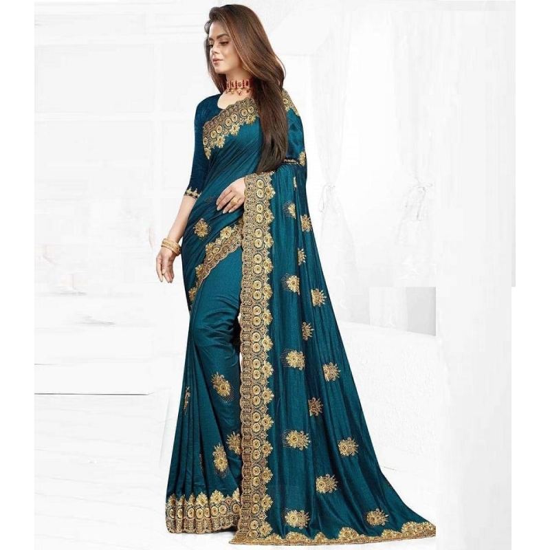 Picture of Georgette Embroidered High-Quality Stylish Saree for Women