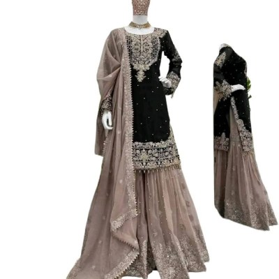 Picture of High Quality Embroidery New Stylish Ready Made Party sharara Suit Dress for Women