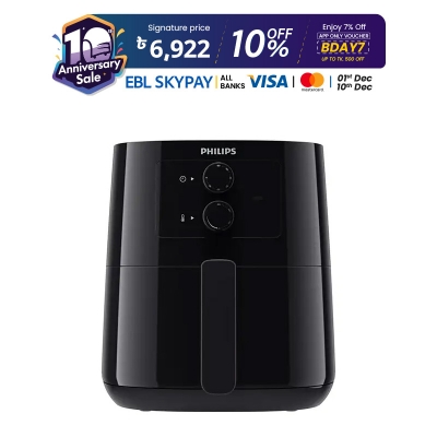 Picture of PHILIPS Air Fryer HD9200, uses up to 90% less fat, 1400W, 4.1 Liter, with Rapid Air Technology Black (Best Price)