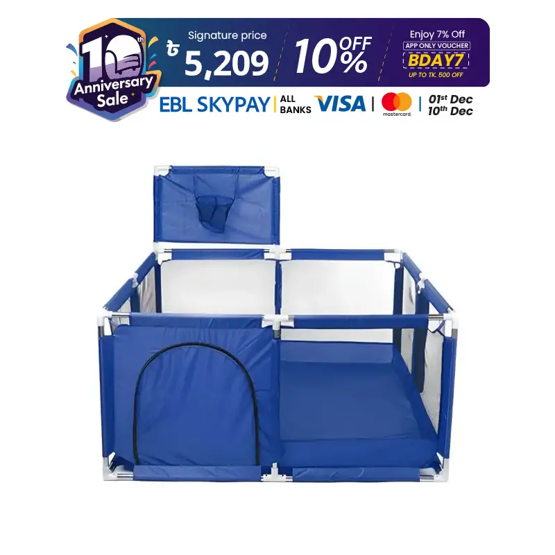 Picture of 4 Sides Baby Baby Toddlers Playpen Zipper Door Play Fence Children Infants Folding