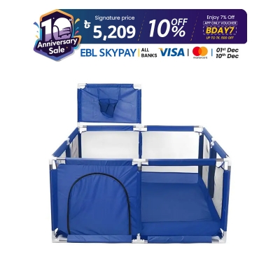 Picture of 4 Sides Baby Baby Toddlers Playpen Zipper Door Play Fence Children Infants Folding