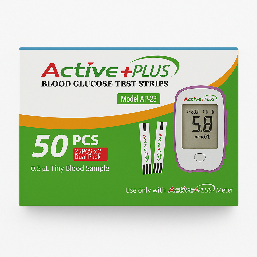 Picture of Active+ PLUS Blood Glucose Test Strips –50 pes Model AP-23