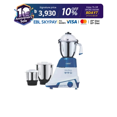 Picture of Orpat Kitchen Platinum 1200-Watt Mixer Grinder & Blender, a powerful all-in-one appliance for efficient blending, grinding, and mixing