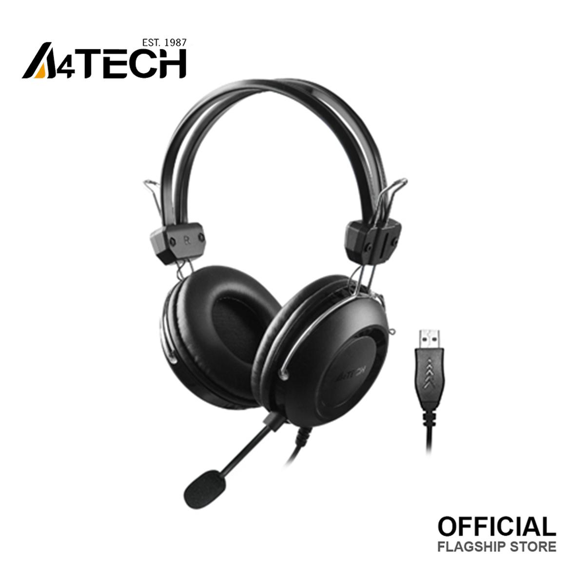 Picture of A4TECH HU-35 Stereo USB Headset - Comfort-Fit - In-Line Mic - USB Plug - Black