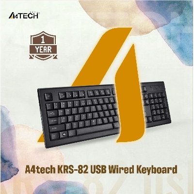 Picture of A4tech KRS-82 USB Wired Keyboard - Bangla Layout - FN Multimedia Key - Comfort Roundedge Keycaps - USB - For PC/Laptop - Black