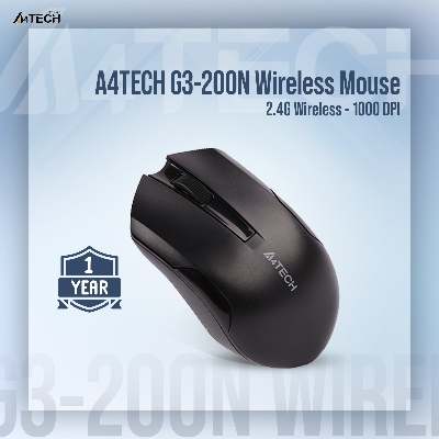 Picture of A4TECH G3-200N Wireless Mouse - 2.4G Wireless - 1200 DPI - For PC/Laptop - Black/Blue/Orange