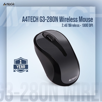 Picture of A4TECH G3-280N Wireless Mouse - 2.4G Wireless - 1200 DPI - For PC/Laptop - Grey