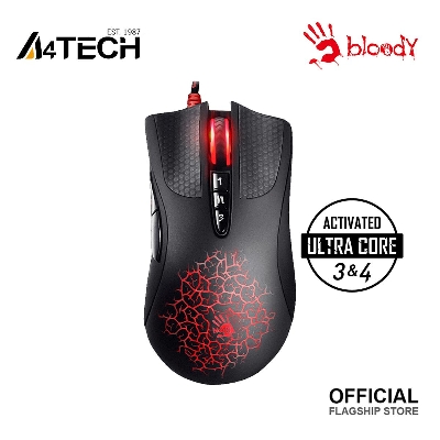 Picture of A4tech Bloody A90 Light Strike Gaming Mouse - Adjustable 6200 CPI - Metal X'Glide Armor Boot - 6 Sniper Modes - Wired - Ultra Core 3&4 Activated - Black
