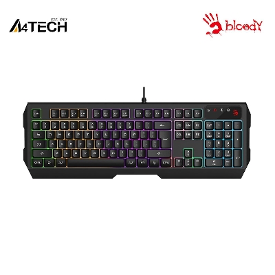 Picture of A4tech Bloody B135N Neon Gaming Keyboard - Multi-Key Rollover - 4 Gaming Keycaps - 1ms Key Response - Adjustable Backlights - Game Mode