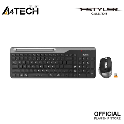 Picture of A4tech Fstyler FB2535C Multi-mode Wireless Keyboard & Mouse Combo - Bluetooth/2.4G - Ultra-Slim Keycap - Compact Size - Rechargeable Mouse - For Windows / Android / Mac / iOS - Smokey Grey