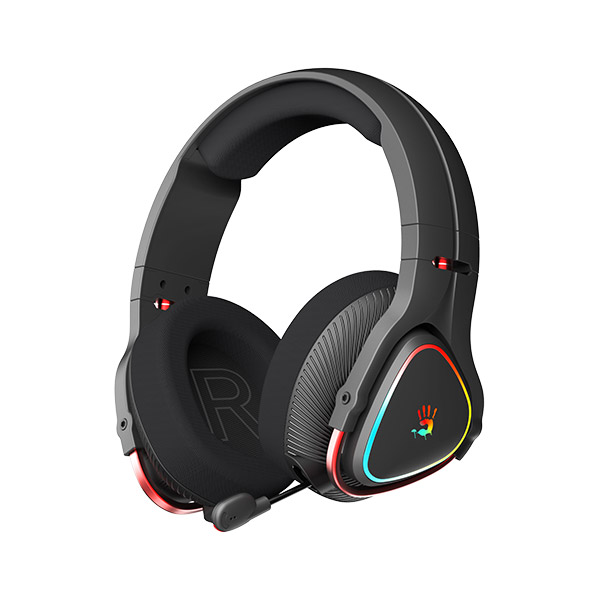 Picture of A4tech Bloody MR720 RGB Wireless Gaming Headphone - Black - Wireless: 2.4GHz Wireless, Bluetooth v5.3, 3.5mm Wired Audio - Retractable Noise-Cancelling Microphone - Mycelium Of Carbon IT