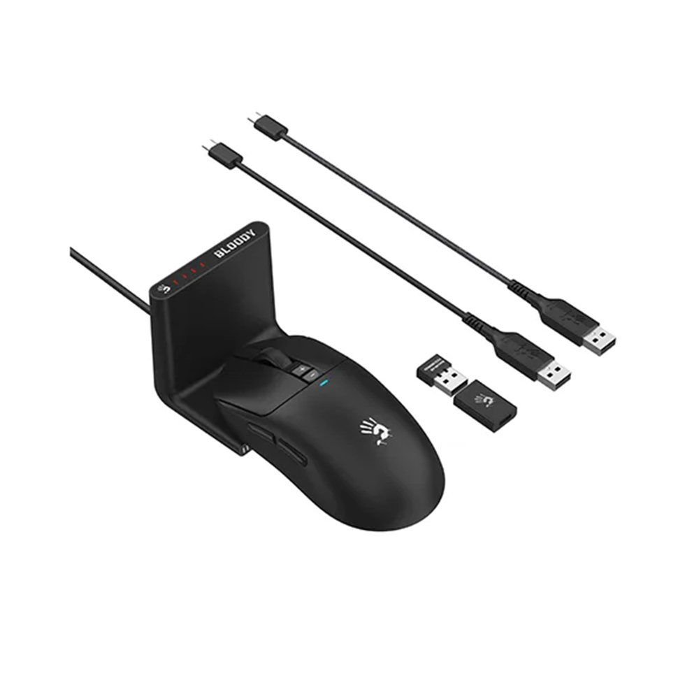 Picture of A4TECH Bloody R72 Pro Duo Dual Mode Wireless Gaming Mouse - A4TECH Dual Mode Wireless USB Type C Gaming Mouse Including Dock - L++ Multi-Function Receiver Dock - Dual 2.4G Gaming Receiver - 1ms Wireless Transmission - Play Time 80 Hour