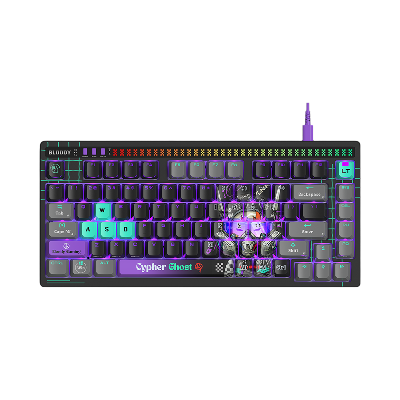 Picture of A4 TECH BLOODY AT75 CYPHER GHOST RGB ALPHA OPTICAL SWITCH VOICE-ACTIVATED LED LIGHTING BAR SAVAGE IMPACT PBT KEYCAP USB MECHANICAL GAMING KEYBOARD