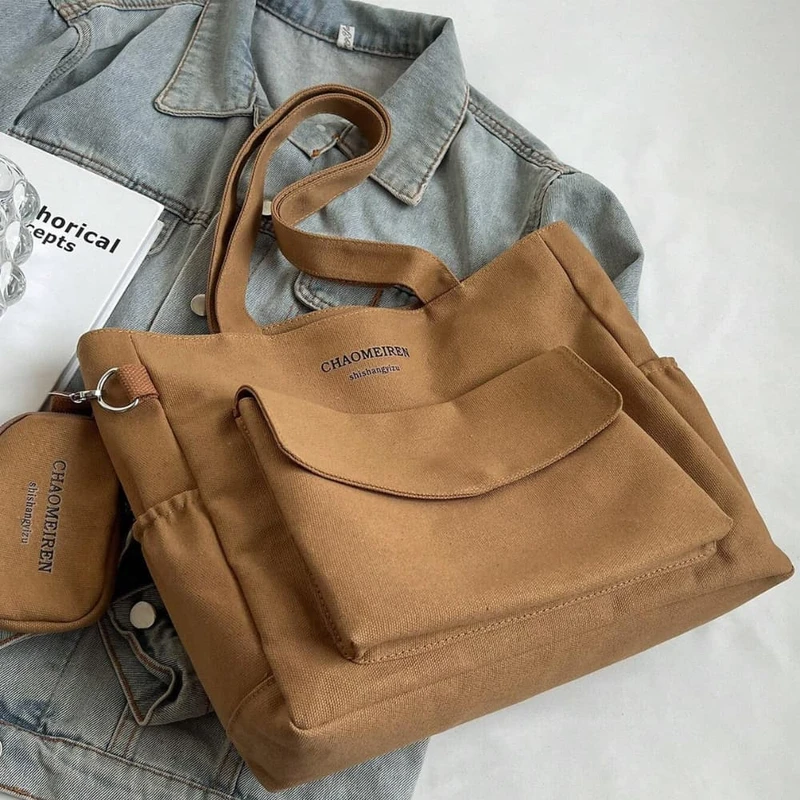 Picture of Casual Spiked Brown Shoulder Tote Bag