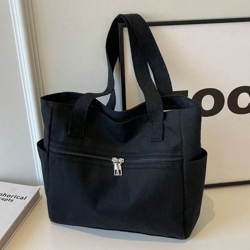 Picture of Casual Black Color Canvas Large Shopper Bag