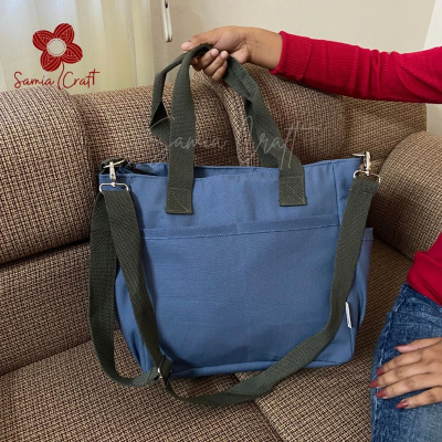 Picture of Blue Color Large Shoulder Bag With Long Strap