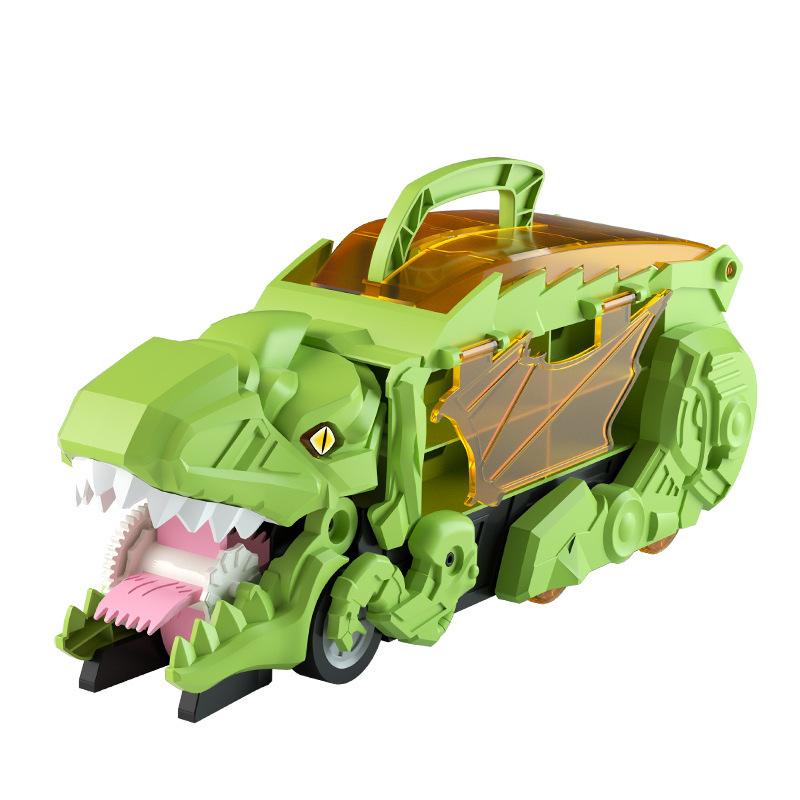 Picture of Super-Sized T-Rex 3-in-1 Car Transporter Toy – Multi-Mode Dinosaur Truck with Racing Slide, Storage Garage & Devouring Action for Die-Cast Cars