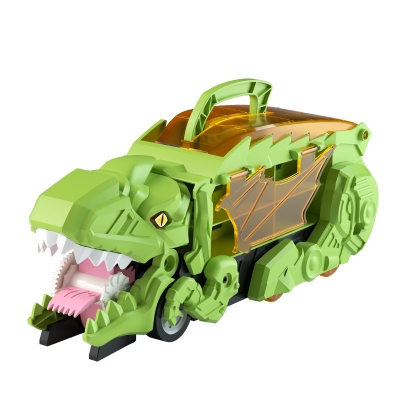 Picture of Super-Sized T-Rex 3-in-1 Car Transporter Toy – Multi-Mode Dinosaur Truck with Racing Slide, Storage Garage & Devouring Action for Die-Cast Cars