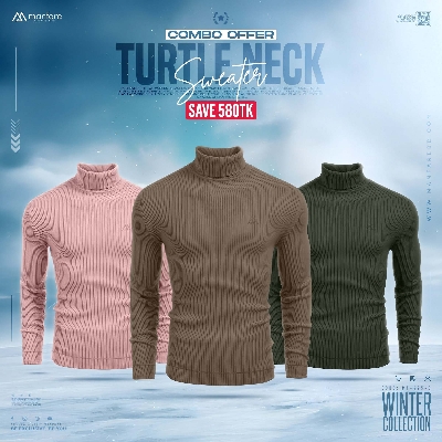 Picture of Turtle Neck Premium Rib Fabrics Sweater For Men I MF-626-C | 3 Pcs Combo Offer I Save 580tk