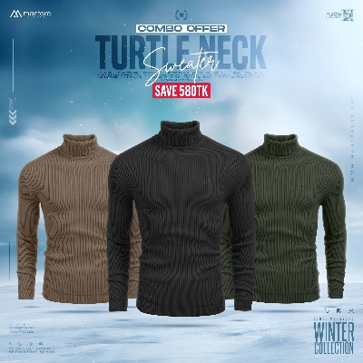 Picture of Turtle Neck Premium Rib Fabrics Sweater For Men I MF-627-C | 3 Pcs Combo Offer I Save 580tk