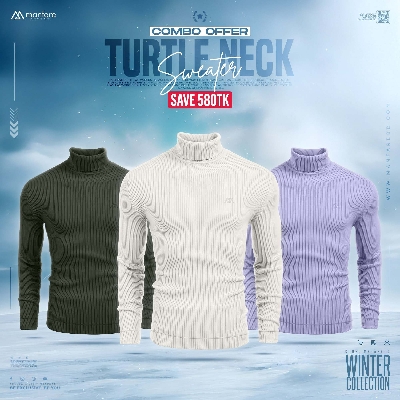 Picture of Turtle Neck Premium Rib Fabrics Sweater For Men I MF-629-C | 3 Pcs Combo Offer I Save 580tk