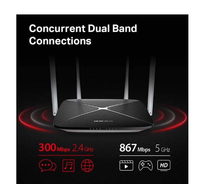Picture of MERCUSYS AC12 AC1200 Dual Band Wireless Router (4 Antenna)