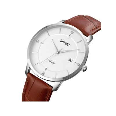 Picture of Skmei 1801 Stainless Steel Leather Band Men’s Watch-Brown