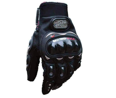 Picture of Pro Bike Leather Full Finger Hand Gloves Screen Tuch For Bikers - Black